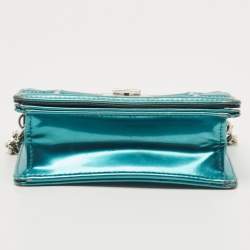 Pre Owned Dior Green Micro Cannage Patent Leather Baby Diorama Crossbody Bag