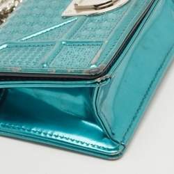 Pre Owned Dior Green Micro Cannage Patent Leather Baby Diorama Crossbody Bag