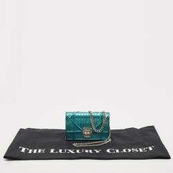 Pre Owned Dior Green Micro Cannage Patent Leather Baby Diorama Crossbody Bag