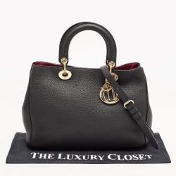 Pre Owned Dior Black Leather Medium Diorissimo Tote