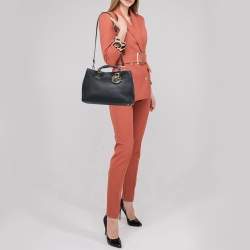 Pre Owned Dior Black Leather Medium Diorissimo Tote