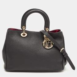 Pre Owned Dior Black Leather Medium Diorissimo Tote