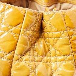 Pre Owned Dior Yellow Cannage Patent Leather Large Soft Lady Dior Shopping Tote