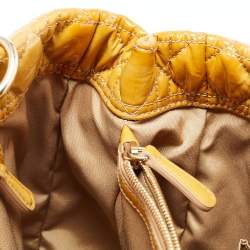 Pre Owned Dior Yellow Cannage Patent Leather Large Soft Lady Dior Shopping Tote