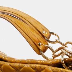 Pre Owned Dior Yellow Cannage Patent Leather Large Soft Lady Dior Shopping Tote