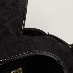 Pre Owned Dior Black Oblique Canvas and Patent Leather Saddle Bag