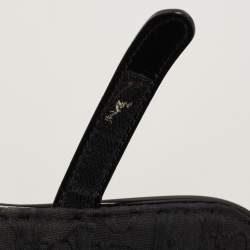 Pre Owned Dior Black Oblique Canvas and Patent Leather Saddle Bag