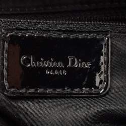 Pre Owned Dior Black Oblique Canvas and Patent Leather Saddle Bag