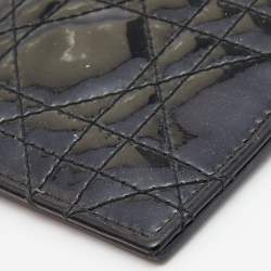 Pre Owned Dior Black Cannage Patent Leather Lady Dior Card Holder