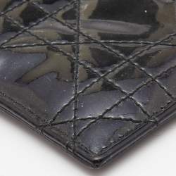 Pre Owned Dior Black Cannage Patent Leather Lady Dior Card Holder