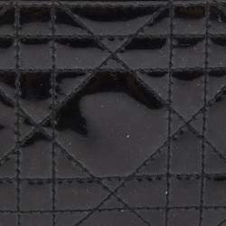 Pre Owned Dior Black Cannage Patent Leather Lady Dior Card Holder