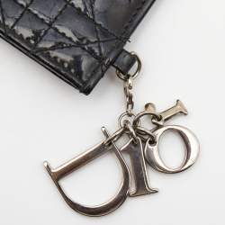 Pre Owned Dior Black Cannage Patent Leather Lady Dior Card Holder
