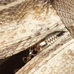 مملوكة مسبقًا Dior Gold/Beige Python Large Limited Edition Lady Dior Tote