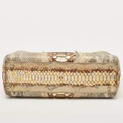 مملوكة مسبقًا Dior Gold/Beige Python Large Limited Edition Lady Dior Tote