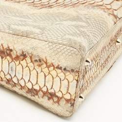 مملوكة مسبقًا Dior Gold/Beige Python Large Limited Edition Lady Dior Tote