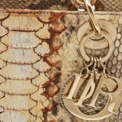 مملوكة مسبقًا Dior Gold/Beige Python Large Limited Edition Lady Dior Tote