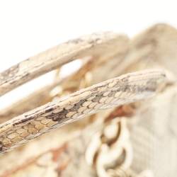 مملوكة مسبقًا Dior Gold/Beige Python Large Limited Edition Lady Dior Tote