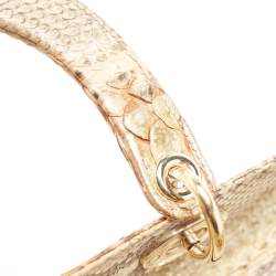 مملوكة مسبقًا Dior Gold/Beige Python Large Limited Edition Lady Dior Tote