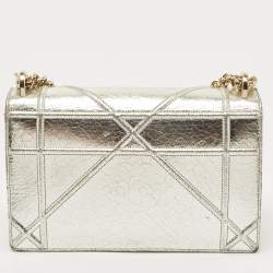 Dior Silver Leather Medium Diorama Flap Shoulder Bag