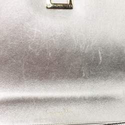 Dior Silver Leather Medium Diorama Flap Shoulder Bag