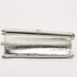 Dior Silver Leather Medium Diorama Flap Shoulder Bag