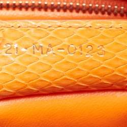 Pre Owned Dior Orange Python Medium Lady Dior Tote