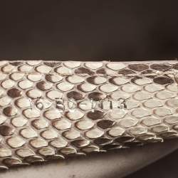 Pre Owned Dior Orange/Grey Quilted Leather And Python Large Lady Dior Tote