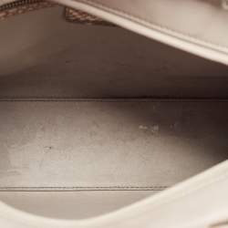 Pre Owned Dior Orange/Grey Quilted Leather And Python Large Lady Dior Tote