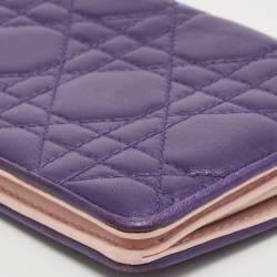Pre Owned Dior Purple Cannage Leather Bifold Continental Wallet