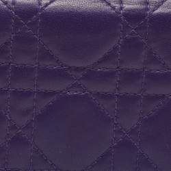 Pre Owned Dior Purple Cannage Leather Bifold Continental Wallet