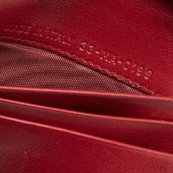 Pre Owned Dior Red Cannage Patent Leather Lady Dior Flap Card Case
