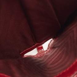 Pre Owned Dior Red Cannage Patent Leather Lady Dior Flap Card Case