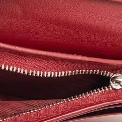 Pre Owned Dior Red Cannage Patent Leather Lady Dior Flap Card Case