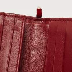 Pre Owned Dior Red Cannage Patent Leather Lady Dior Flap Card Case