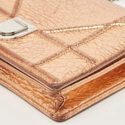 Pre Owned Dior Bronze Ceramic Effect Leather Diorama Wallet on Chain