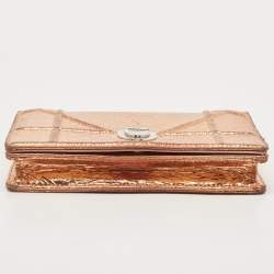 Pre Owned Dior Bronze Ceramic Effect Leather Diorama Wallet on Chain