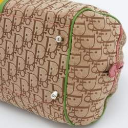 Pre Owned Dior Multicolor Oblique Canvas and Leather Trotter Rasta Bowler Bag