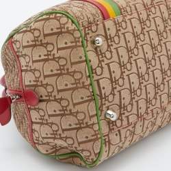 Pre Owned Dior Multicolor Oblique Canvas and Leather Trotter Rasta Bowler Bag