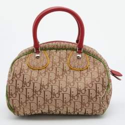 Pre Owned Dior Multicolor Oblique Canvas and Leather Trotter Rasta Bowler Bag