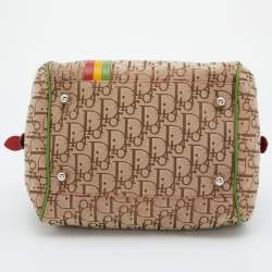 Pre Owned Dior Multicolor Oblique Canvas and Leather Trotter Rasta Bowler Bag