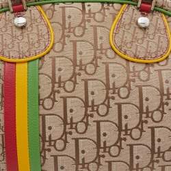 Pre Owned Dior Multicolor Oblique Canvas and Leather Trotter Rasta Bowler Bag