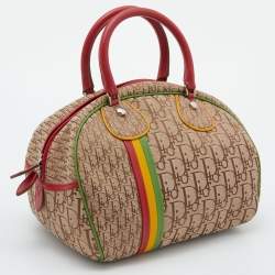 Pre Owned Dior Multicolor Oblique Canvas and Leather Trotter Rasta Bowler Bag