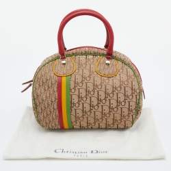 Pre Owned Dior Multicolor Oblique Canvas and Leather Trotter Rasta Bowler Bag