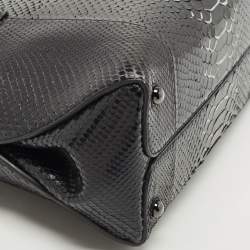 Pre Owned Dior Black Python Zip Satchel