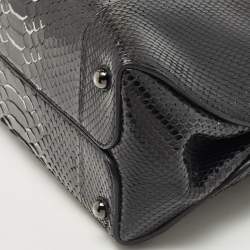 Pre Owned Dior Black Python Zip Satchel