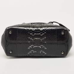 Pre Owned Dior Black Python Zip Satchel