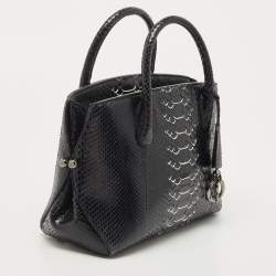 Pre Owned Dior Black Python Zip Satchel