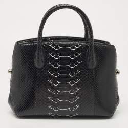 Pre Owned Dior Black Python Zip Satchel