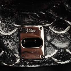 Pre Owned Dior Black Python Zip Satchel