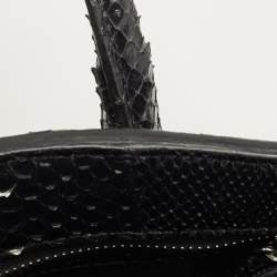 Pre Owned Dior Black Python Zip Satchel